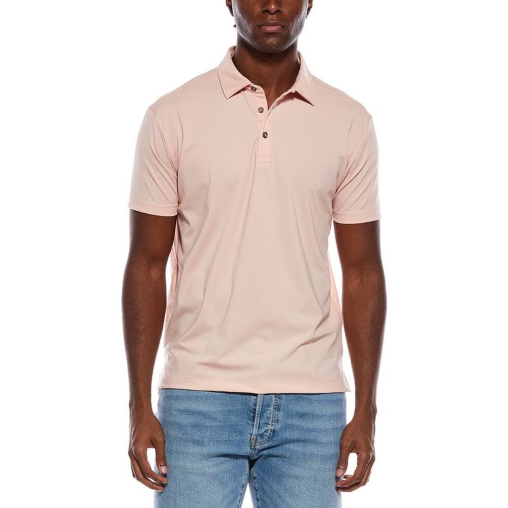 Vintage 1946 Mens Pinweave Hybrid Stripe Polo Shirt, Pink